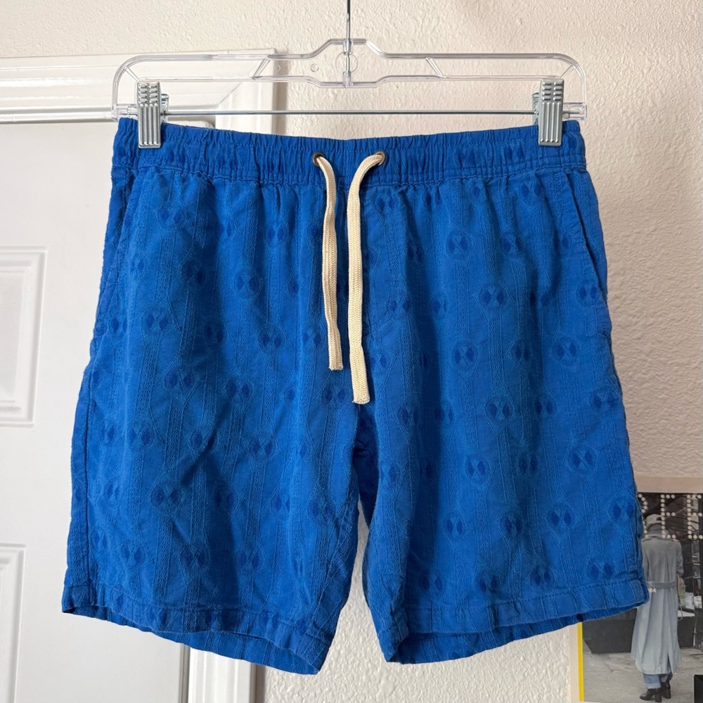 HONOR THE GIFT blue boys child textured‎ cotton rayon elastic drawstring shorts